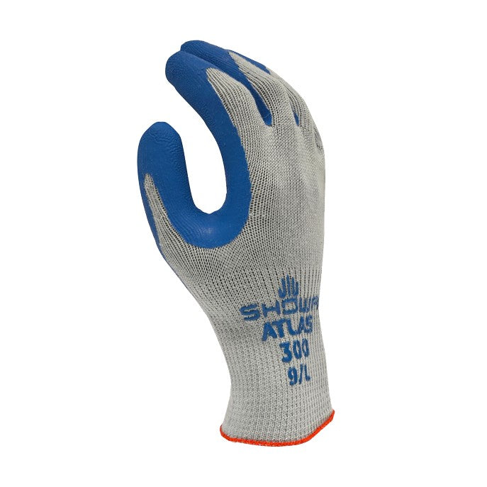 Showa 300L-09 Atlas General Purpose Gloves Natural Rubber Palm Gray/Blue Large Replacement Showa 300L-09