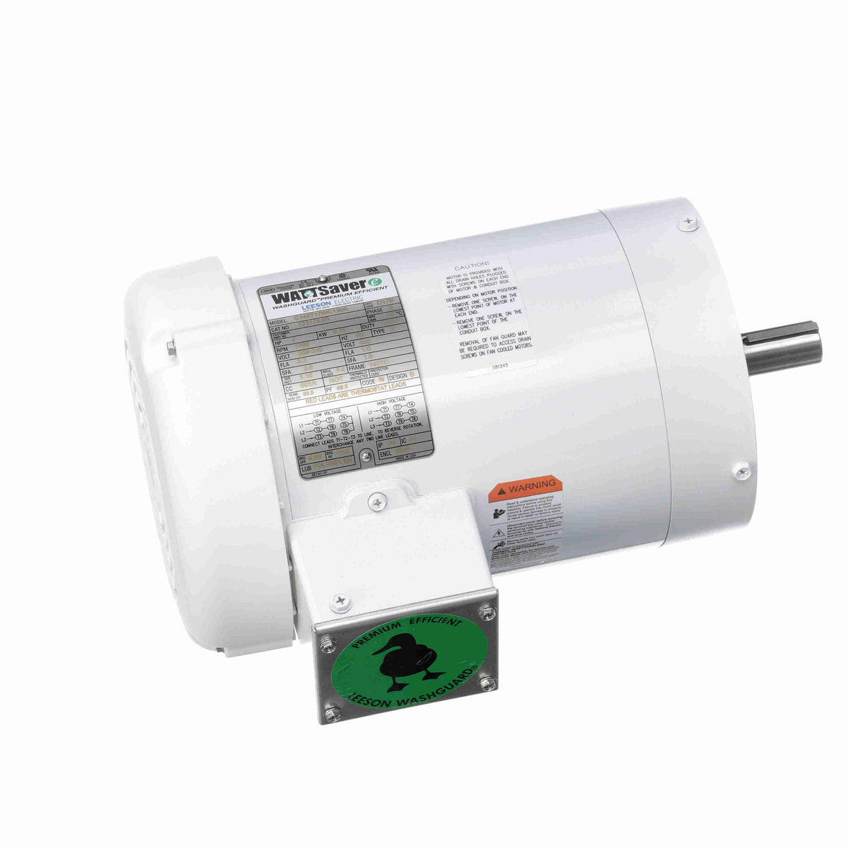 Leeson 122179.00 White Duck�  General Purpose Motor, 1 HP, 3 Ph, 60 Hz, 208-230/460 V, 1800 RPM, 143TC Frame