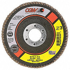 CGW 42304 Z3 USA Made Premium Zirconia Flap Discs 4-1/2 inches x 7/8 inches T27 Z3 Regular 60 Grit 10 Pack