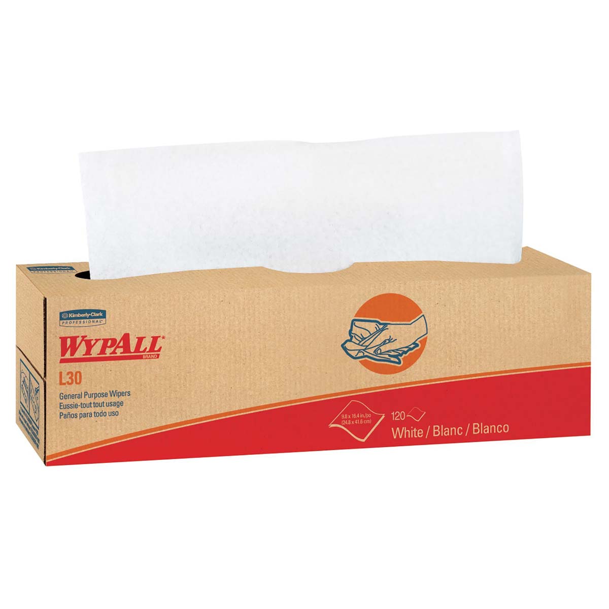 WypAll 05800 Wypall L30 DRC Towels () - Strong and Soft Wipes - White - 100 Sheets / Pop -Up Box