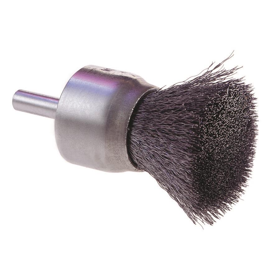 Osborn 30065 Crimped Wire End Brush, Brush Dia.=1 Inch, Overall Length=2-7/8 Inches, Fill Dia.=0.0104 Inches, Max RPM 20,000, Carbide Steel Material, 1/4 Inch Shank