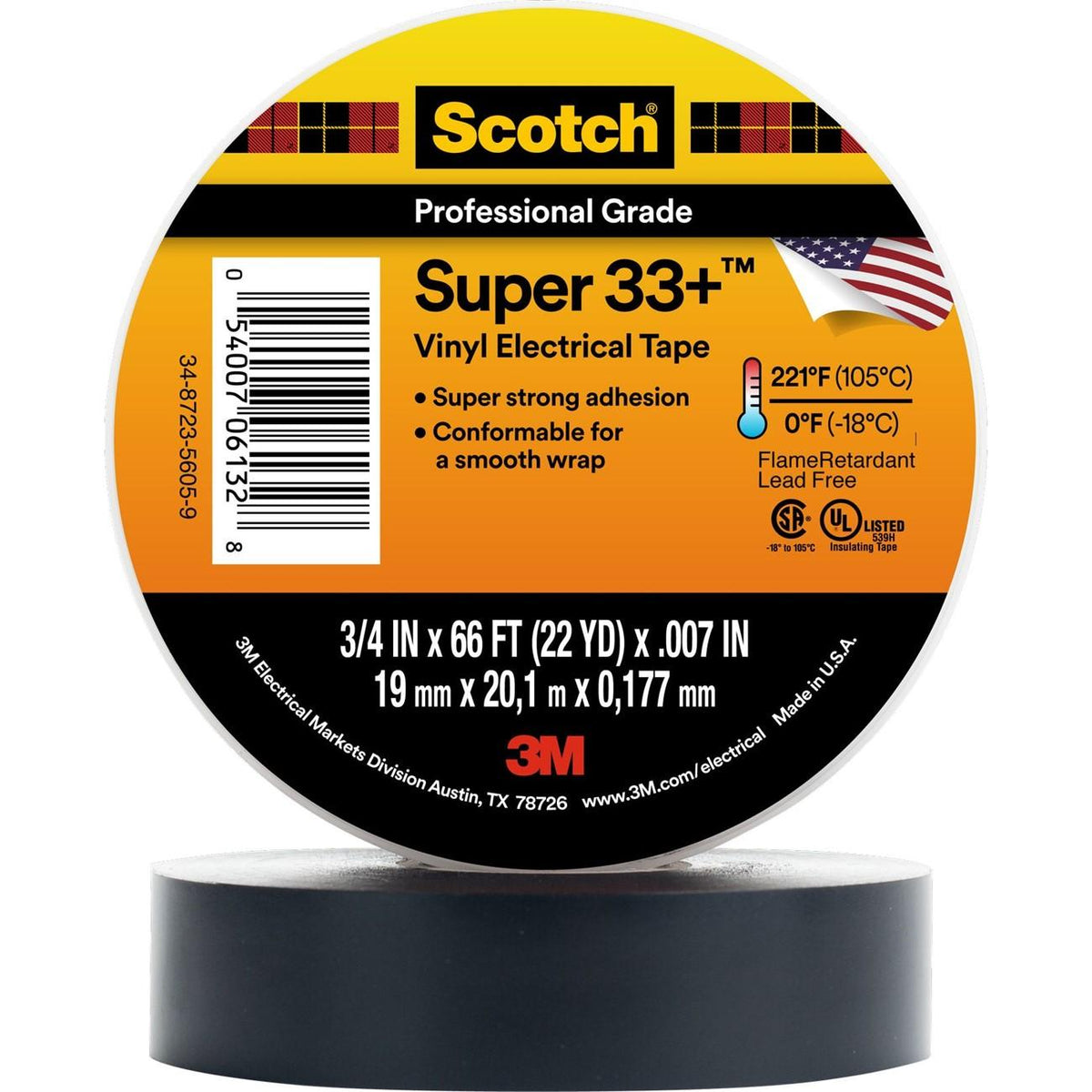 3M 7010397928 - Scotch Super 33+ Vinyl Electrical Tape 3/4 in x 52 ft