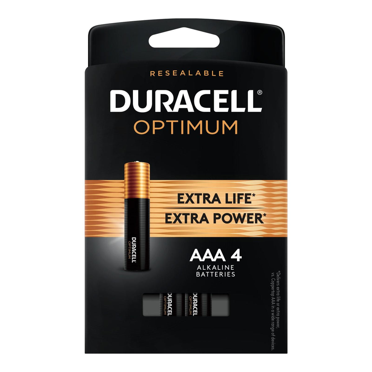 Duracell OPT2400B4 Optimum AAA Alkaline Battery, 4 Pack, Replacement DUROPT2400B4