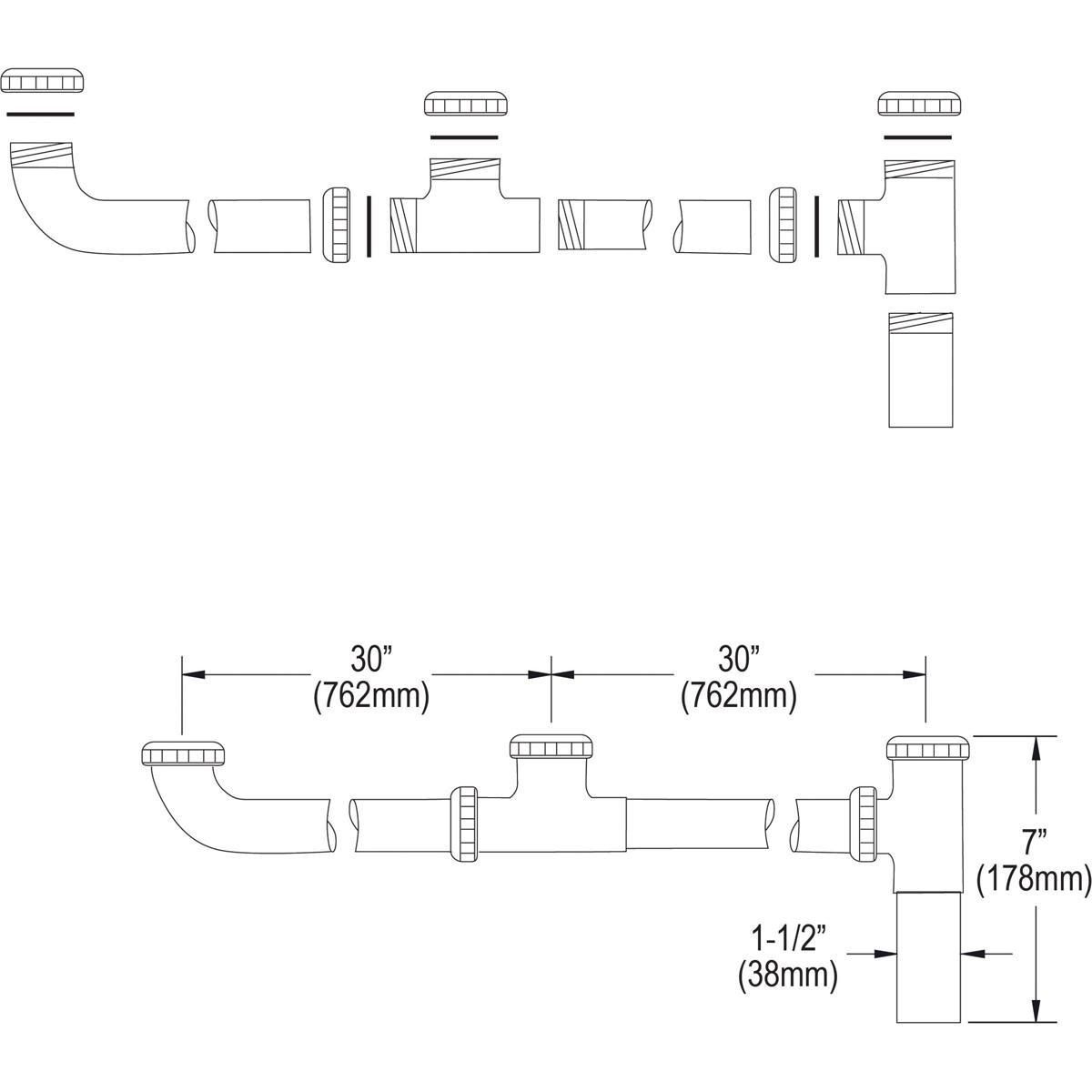 Elkay LK76 1-1/2 x 61-1/2 in. Brass Waste Connector