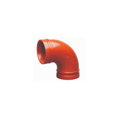 Victaulic F100V10P00 Model 10 Orange Enamel Painted Ductile Iron Standard Radius 90 Deg Elbow 10 In Grooved End