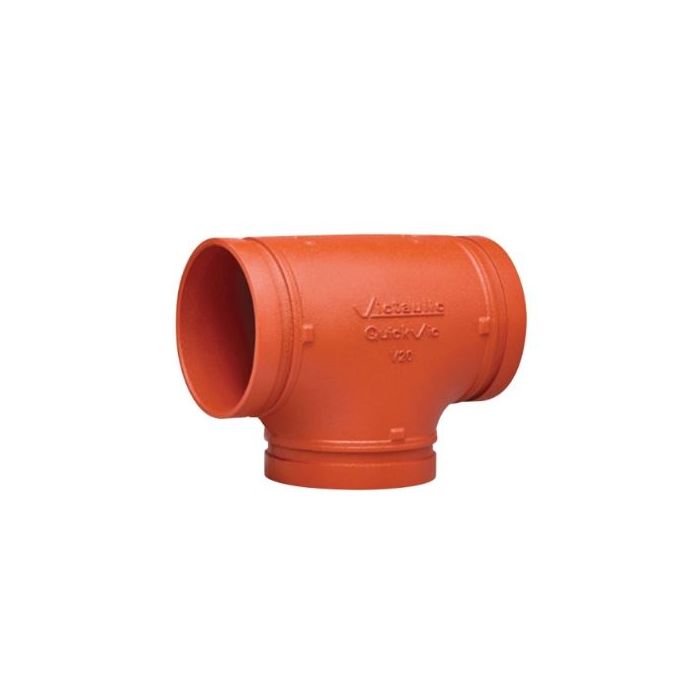 Victaulic F024V20P00 QuickVic Model V20 Orange Enamel Painted Ductile Iron Straight Tee 2-1/2 IN Grooved