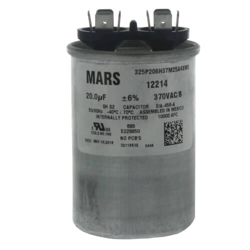 MARS 12214 Blue Box 20 mfd 370V Round Run Capacitor