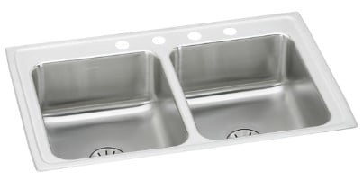 Elkay LRAD291865PD1 Lustertone Classic Stainless Steel 29 x 18 x 6-1/2 1-Hole Equal Double Bowl Drop-in ADA Sink with Perfect Drain