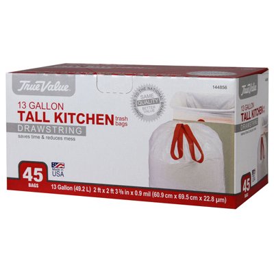 True Value 1221746 Kitchen Trash Bags, 13-Gal. 45-Ct.