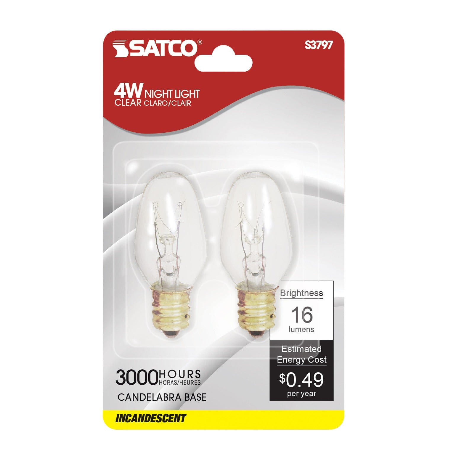 SATCO Satco S3797 4 Watt C7 Incandescent (2-Card)