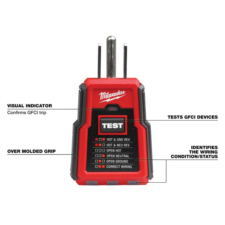 Milwaukee Tool 2223-20 Electrical Tester GFCI Receptacle CAT II 135V