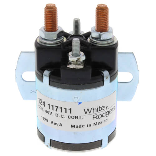 White-Rodgers 124-117111 Solenoid SPNO 36 VDC Isolated Coil Continuous Duty Normally Open Contact Rating 100 Amps Inrush 400 Amps