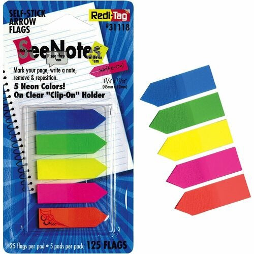 REDI-TAG Redi-tag RTG31118 Neon Arrow Page Flags 125 Pack