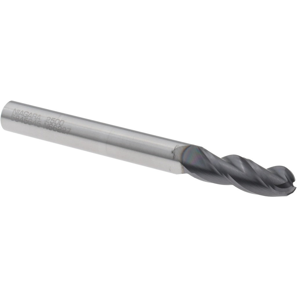 SECO TOOLS Seco 17003789 Ball End Mill 1/4 in 3 Flute Solid Carbide