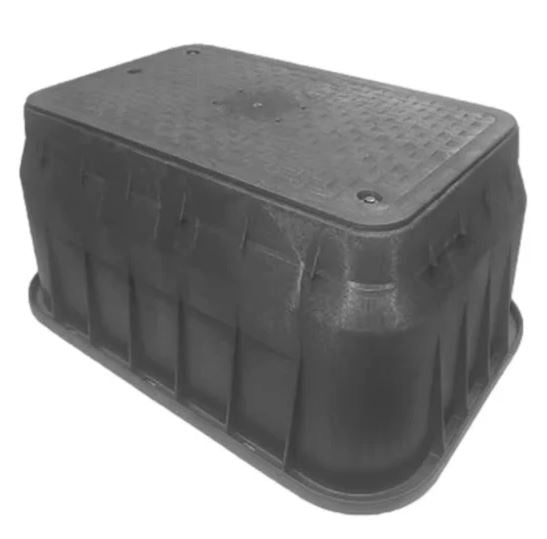 NDS 324BCB-BG 17 x 30 x 15 Irrigation Valve Box w/ Overlapping Cover - ICV (Black Box/Green Cover)