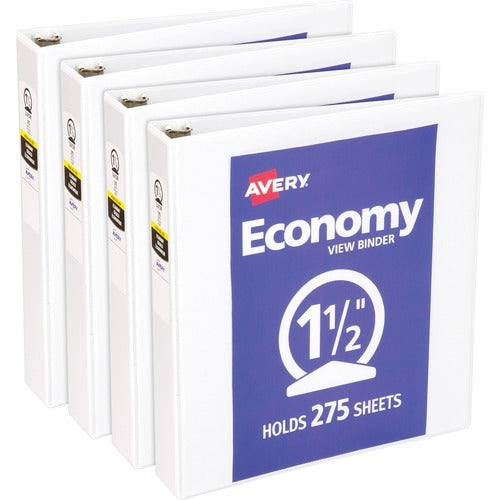 AVERY Avery AVE05726BD Economy View Binder 1.5in White 4pk