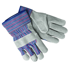 MCR Safety 1311 Select Shoulder Split Cow Gloves Large Blue with Red Stripes