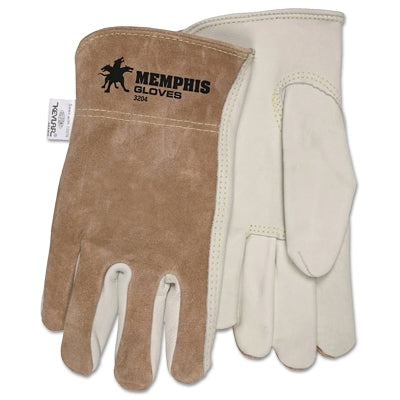 MCR Safety 3204M Unlined Drivers Gloves Cow Grain Leather Medium Keystone Thumb Beige Brown