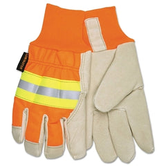 MCR SAFETY 3440XL Luminator Driver's Work Gloves - X-Large Size, Knit Wrist Cuff, Pigskin Leather Material