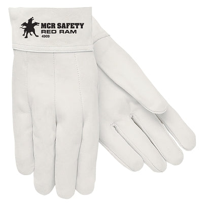 MCR Safety 4910 Red Ram Mig/Tig Gloves Goatskin Size 10 White Straight Cuff Unlined