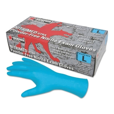 Mcr Safety 6012XL Nitri-Med Nitrile Medical/Exam Textured Gloves Powder-Free Blue Extra Large 12 Inches 100/Box