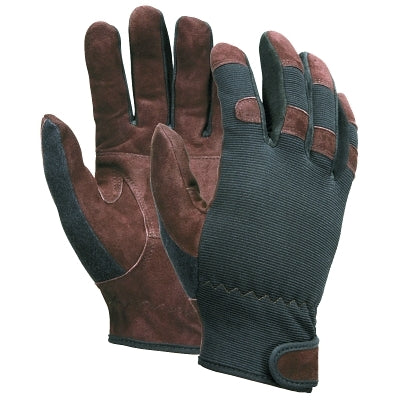 MCR Safety 920M Mechanics Economy Glove Spandex/Leather Medium Black/Brown