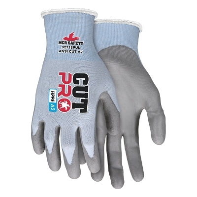 MCR Safety 92718PUS Cut Pro PU Palm/Fingers Small Gray/Light Blue