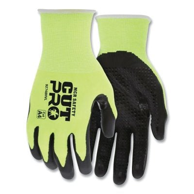 MCR Safety 92748HVM Cut Pro 18 Gauge HyperMax Shell Cut Resistant Gloves Medium Hi-Vis Lime