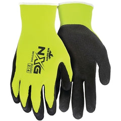 MCR Safety 96731HVXL Flex Highly Visible Seamless Nylon Knitted Memphis Gloves with Black Foam Latex Dipped Palm and Finger, XL