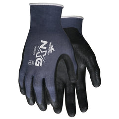 MCR Safety 9673SFL Seamless Nylon Knitted Gloves with Sandy Finish Palm and Finger, Large, Blue/Black