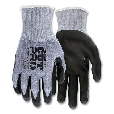 MCR Safety VP92715NFL Cut Pro A3 Rated Gloves 15 ga Nitrile Foam Large Gray Black Vendor Pack