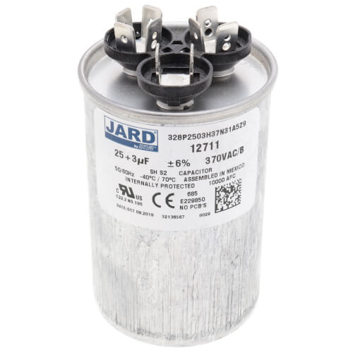 MARS 12711 25/3 MFD Round Run Capacitor 370V