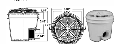 Pentair 500115 Main Drain 8 112gpm 2Side Port Replacement MPN