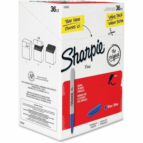 SHARPIE Newell Brands SAN1920932 Fine Point Blue Permanent Marker 36pk