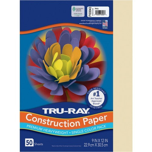 PACON Pacon PACP103043 Construction Paper 76 Lb Ivory 9x12 50 Pack