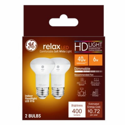 GE G E Lighting 46961 Led R16 6W 2700K Dimmable Bulb 2 Pack