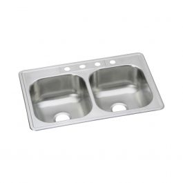 Elkay DSE233223 Sink Kitchen Dayton STNLS RECT 3 TOP Double Bowl