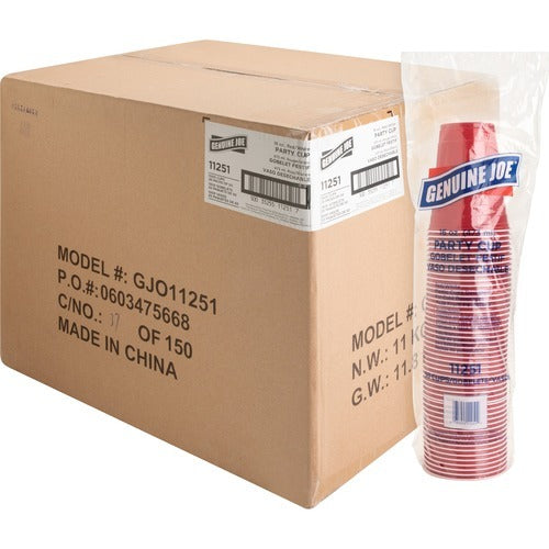 GENUINE JOE Genuine Joe GJO11251CT Red Plastic Party Cups 16 Oz