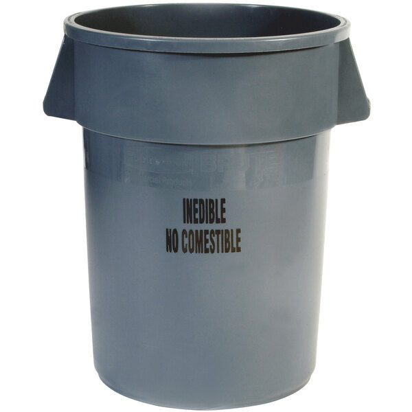 Rubbermaid FG264356GRAY Brute Garbage Receptacle - Plastic, Round, 44 Gal