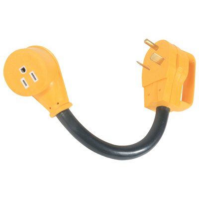 True Value 55153 Camco RV PowerGrip Electric Adapter, 30A Male to 15A Female, 12-In.