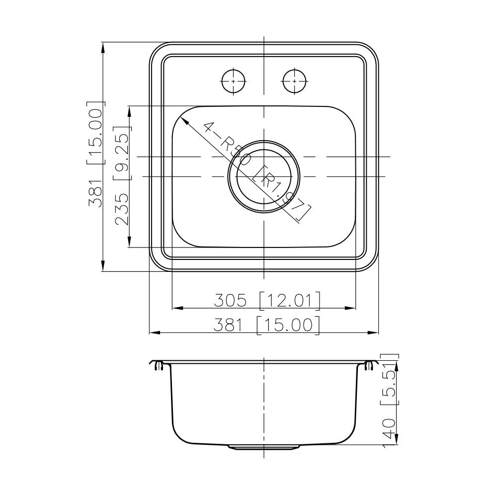 DAKOTA Dakota Plumbing Products GSR-20-TM1515-1ADA Bar Sink