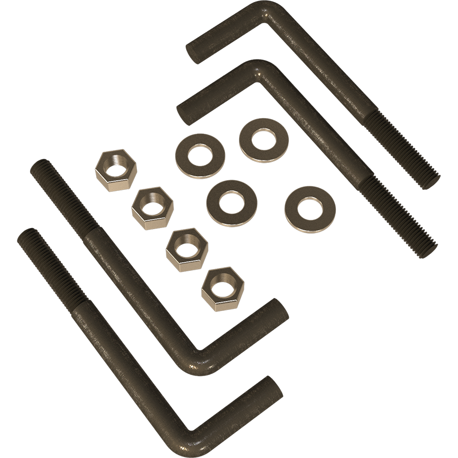 PEDESTAL PRO Pedestal Pro L-Bolt-625 L-Bolt Installation Kit 10 inches x 3/4 inches (4 Pack)