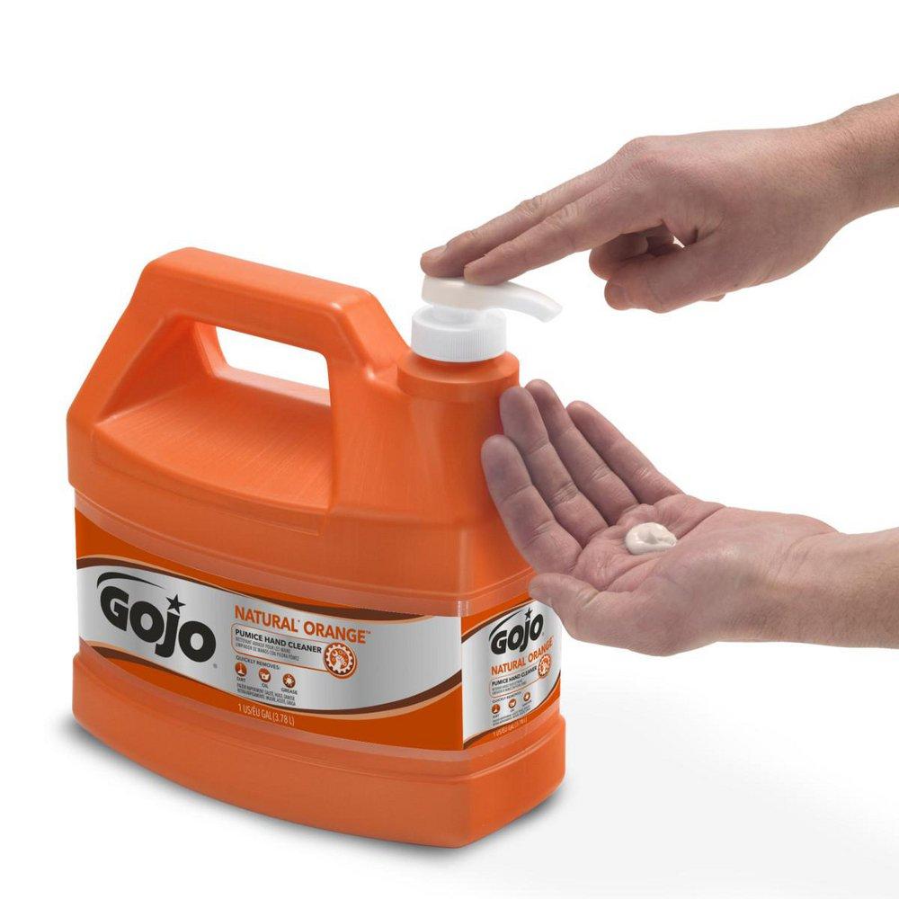 GOJO 0955-04 Natural Orange Pumice Hand Cleaner with Pump Bottle, 1 gal (Pack of 4)