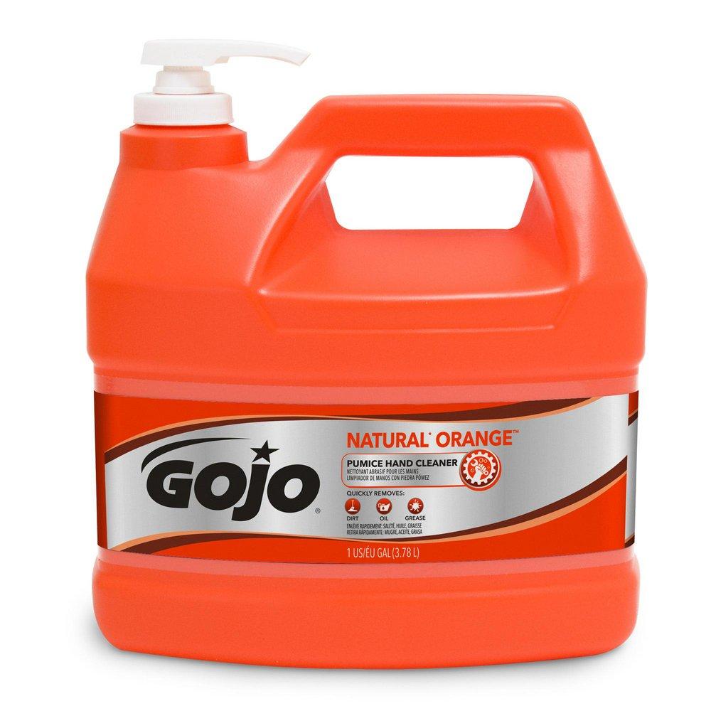 GOJO 0955-04 Natural Orange Pumice Hand Cleaner with Pump Bottle, 1 gal (Pack of 4)