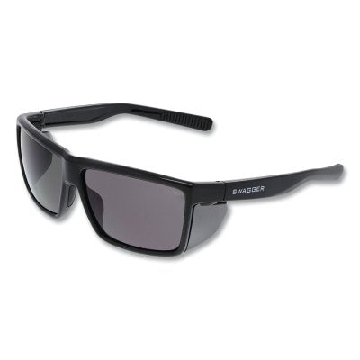 MCR Safety SR212 Swagger SR2 Series Safety Glasses Polycarbonate Lens Front Duramass Hard Coat Black Frame Gray Lens