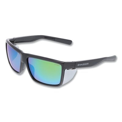 MCR Safety SR22BG Swagger SR2 Safety Glasses Polycarbonate Lens Charcoal Frame Green Mirror Lens