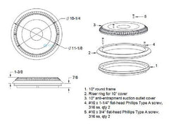 AquaStar 10AVR105 Anti-entrapment Suction Outlet Cover | Mud Frame with Solid Riser Ring | 10AVR105