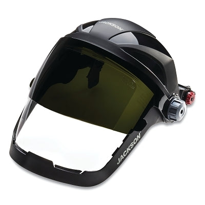 Jackson Safety 14235 QUAD 500 Premium Multi-Purpose Face Shield, Slotted Hard Hat Univ Adapter, AF/Clear/Shade 5 IR, 9 in H x 12-1/4 in W