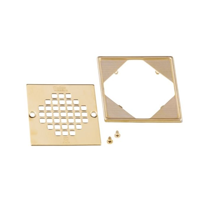 Oatey 42365,1130 Series Square Shower Drain with Stainless Steel Strainer w/ Ring (Brushed Gold)