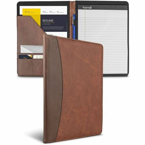 SAMSILL Samsill SAM71656 Two-tone Padfolio 8.5x11 Brown Tan